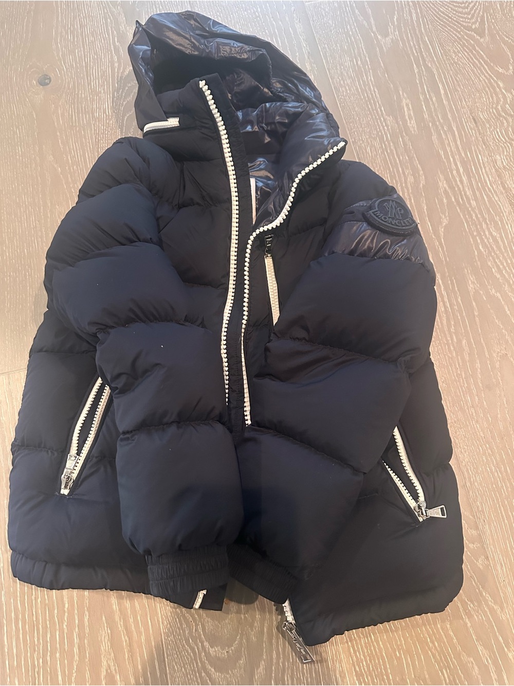 Moncler 10Y Kid Black Quilted Puffer Jacket with Hood Delaume Giubotto